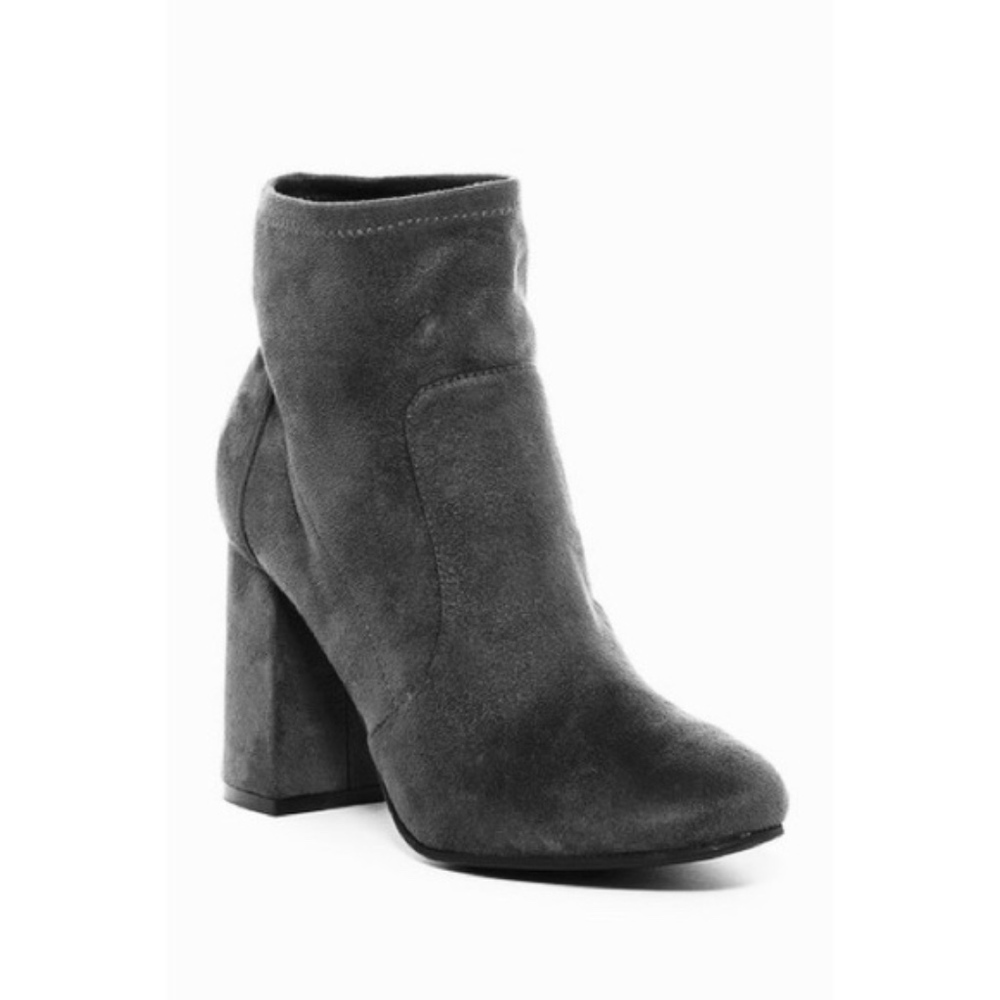 Grey Faux Suede Booties